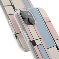 Muted Pastel Mondrian-Style Phone Case - Soft Blue, Pink & Cream