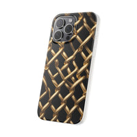 Gold Chain Link Pattern Phone Case - Matte Black Luxury Design