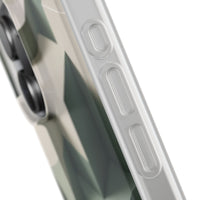 Minimal Isometric Cube Pattern Phone Case – Sage, Ivory & Grey 3D Effect