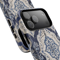 Mediterranean Tile iPhone Case – Blue & White, Shockproof MagSafe® Compatible