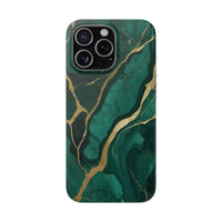 Green Marble & Gold Vein Phone Case - Luxe Stone Texture Pattern