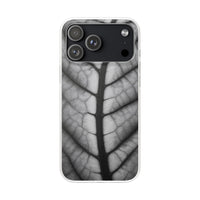 Macro Leaf Vein Pattern Phone Case - Elegant Monochrome Nature Design