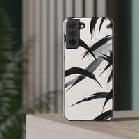 Japanese Ink Brush Strokes Phone Case - Minimal Black & White Abstract