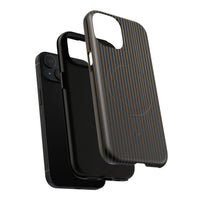 Black & Gold Pinstripe Matte iPhone Case - Luxury Shockproof MagSafe® Compatible Cover