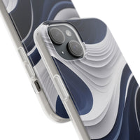 Fluid Wave Distortion Gradient Phone Case - Grey to Navy Abstract Pattern