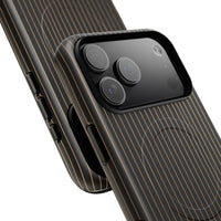 Black & Gold Pinstripe Matte iPhone Case - Luxury Shockproof MagSafe® Compatible Cover