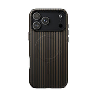 Black & Gold Pinstripe Matte iPhone Case - Luxury Shockproof MagSafe® Compatible Cover