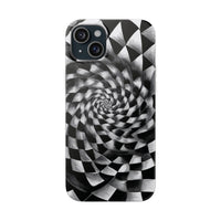 Checkerboard Spiral Illusion Phone Case - Bold Black & White Pattern