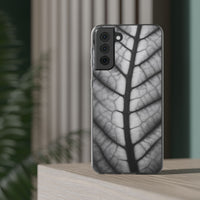 Macro Leaf Vein Pattern Phone Case - Elegant Monochrome Nature Design