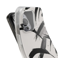 Japanese Ink Brush Strokes Phone Case - Minimal Black & White Abstract