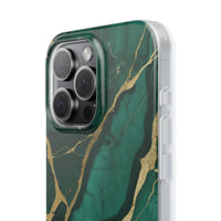 Green Marble & Gold Vein Phone Case - Luxe Stone Texture Pattern