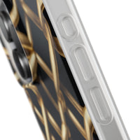 Gold Chain Link Pattern Phone Case - Matte Black Luxury Design