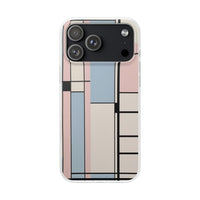 Muted Pastel Mondrian-Style Phone Case - Soft Blue, Pink & Cream