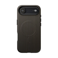 Black & Gold Pinstripe Matte iPhone Case - Luxury Shockproof MagSafe® Compatible Cover