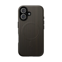 Black & Gold Pinstripe Matte iPhone Case - Luxury Shockproof MagSafe® Compatible Cover