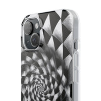 Checkerboard Spiral Illusion Phone Case - Bold Black & White Pattern