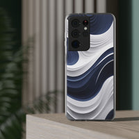 Fluid Wave Distortion Gradient Phone Case - Grey to Navy Abstract Pattern