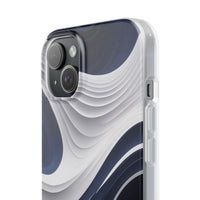 Fluid Wave Distortion Gradient Phone Case - Grey to Navy Abstract Pattern