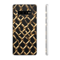 Gold Chain Link Pattern Phone Case - Matte Black Luxury Design