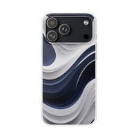 Fluid Wave Distortion Gradient Phone Case - Grey to Navy Abstract Pattern