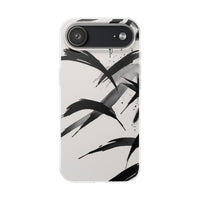 Japanese Ink Brush Strokes Phone Case - Minimal Black & White Abstract