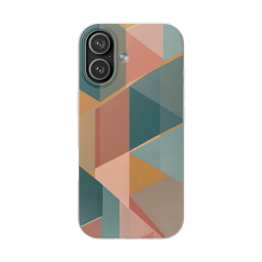 Geometric Overlap Shapes Phone Case - Mustard, Coral & Teal Modern Art