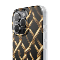 Gold Chain Link Pattern Phone Case - Matte Black Luxury Design