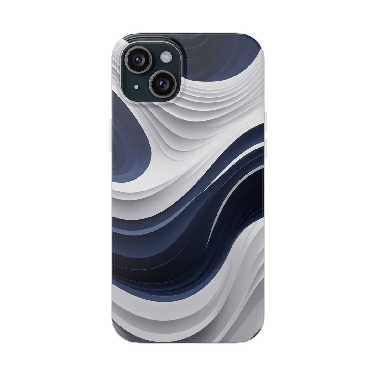 Fluid Wave Distortion Gradient Phone Case - Grey to Navy Abstract Pattern