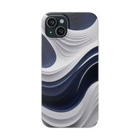 Fluid Wave Distortion Gradient Phone Case - Grey to Navy Abstract Pattern