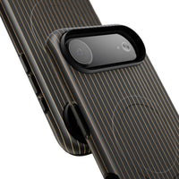 Black & Gold Pinstripe Matte iPhone Case - Luxury Shockproof MagSafe® Compatible Cover