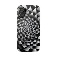 Checkerboard Spiral Illusion Phone Case - Bold Black & White Pattern