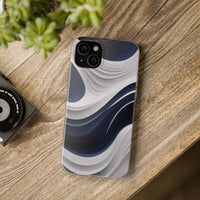 Fluid Wave Distortion Gradient Phone Case - Grey to Navy Abstract Pattern