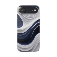 Fluid Wave Distortion Gradient Phone Case - Grey to Navy Abstract Pattern