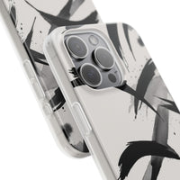 Japanese Ink Brush Strokes Phone Case - Minimal Black & White Abstract