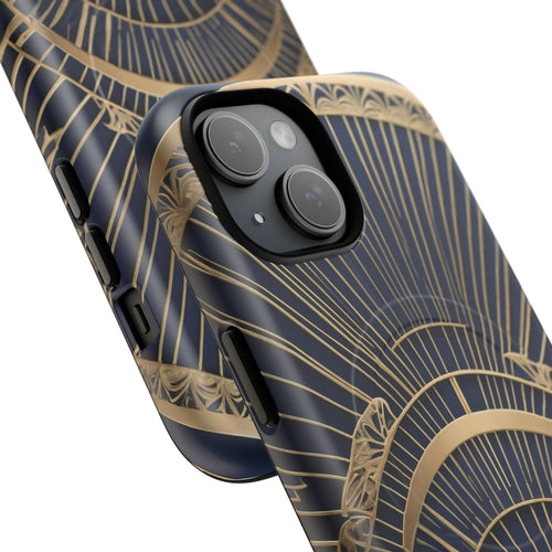 Art Deco Gold Fan iPhone Case - Great Gatsby Vintage Glamour, Shockproof MagSafe® Compatible
