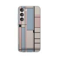 Muted Pastel Mondrian-Style Phone Case - Soft Blue, Pink & Cream