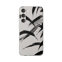 Japanese Ink Brush Strokes Phone Case - Minimal Black & White Abstract