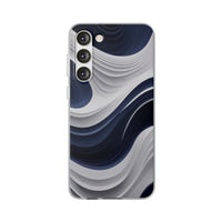 Fluid Wave Distortion Gradient Phone Case - Grey to Navy Abstract Pattern