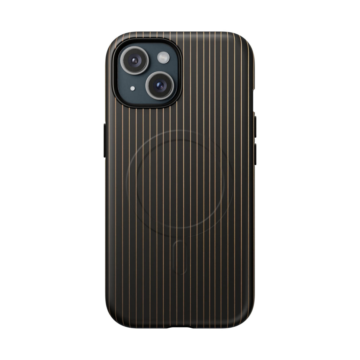 Black & Gold Pinstripe Matte iPhone Case - Luxury Shockproof MagSafe® Compatible Cover