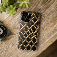 Gold Chain Link Pattern Phone Case - Matte Black Luxury Design