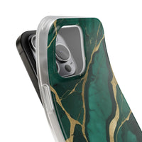 Green Marble & Gold Vein Phone Case - Luxe Stone Texture Pattern