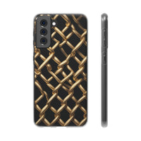 Gold Chain Link Pattern Phone Case - Matte Black Luxury Design