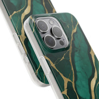 Green Marble & Gold Vein Phone Case - Luxe Stone Texture Pattern