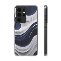 Fluid Wave Distortion Gradient Phone Case - Grey to Navy Abstract Pattern