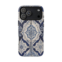 Mediterranean Tile iPhone Case – Blue & White, Shockproof MagSafe® Compatible