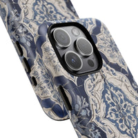 Mediterranean Tile iPhone Case – Blue & White, Shockproof MagSafe® Compatible