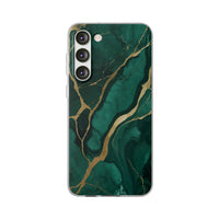 Green Marble & Gold Vein Phone Case - Luxe Stone Texture Pattern