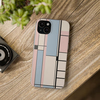 Muted Pastel Mondrian-Style Phone Case - Soft Blue, Pink & Cream