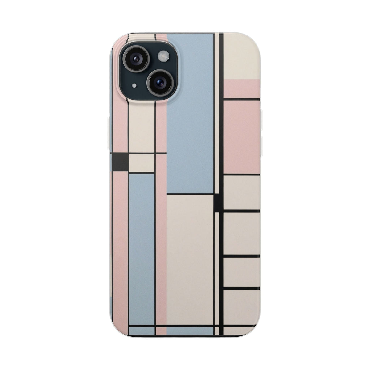 Muted Pastel Mondrian-Style Phone Case - Soft Blue, Pink & Cream