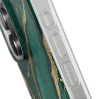 Green Marble & Gold Vein Phone Case - Luxe Stone Texture Pattern